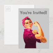 Invitation Carte Postale Sensibilisation au cancer Rosie Le Riveter (Devant / Derrière)