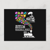 Invitation Carte Postale Sensibilisation sur l'autisme Mois Puzzles Train T (Devant)