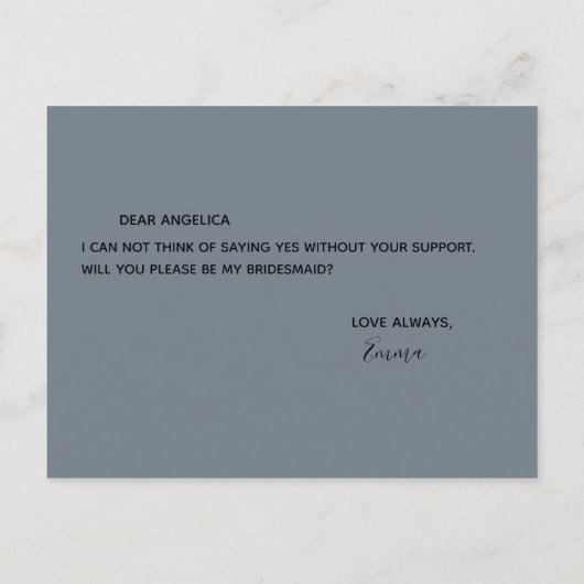 Invitation Carte Postale Seras-tu ma demoiselle d'honneur simple rose paste (Dos)