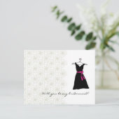 Invitation Carte Postale Seras-Tu Ma Servante D'Accueil : Robe Noire/Rose (Debout devant)