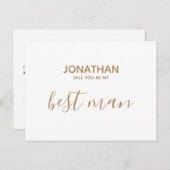 Invitation Carte Postale Seras-tu mon témoin simple or blanc (Devant / Derrière)