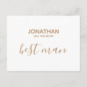 Invitation Carte Postale Seras-tu mon témoin simple or blanc (Devant)