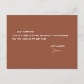 Invitation Carte Postale Seras-tu mon témoin simple terracotta invitati (Dos)