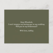 Invitation Carte Postale Serez-vous ma demoiselle d'honneur ? Écriture vert (Dos)