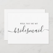 Invitation Carte Postale Serez-vous ma demoiselle d'honneur ? Script noir e (Devant / Derrière)