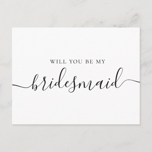 Invitation Carte Postale Serez-vous ma demoiselle d'honneur ? Script noir e (Devant)