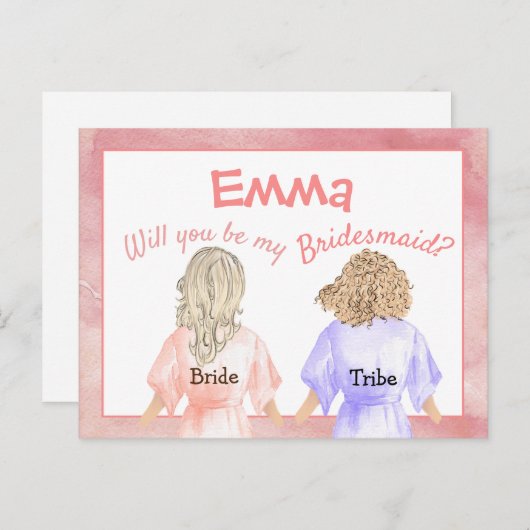 Invitation Carte Postale Serez-Vous Ma Femme D'Accueil/Filles Retour Vue/Pê (Devant / Derrière)