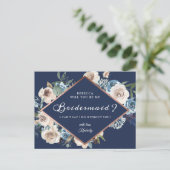 Invitation Carte Postale Serez-Vous Ma Femme D'Accueil Marine Bleue Neutre  (Debout devant)