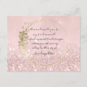 Invitation Carte Postale Serez-Vous Ma Femme D'Accueil Pink Blush Gold Part