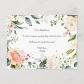 Invitation Carte Postale Serez-Vous Ma Femme D'Accueil Pink Script Floral (Dos)