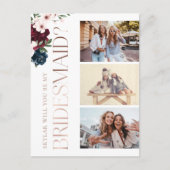 Invitation Carte Postale Serez-Vous Ma Femme D'Accueil Red & Navy Florals P (Devant)