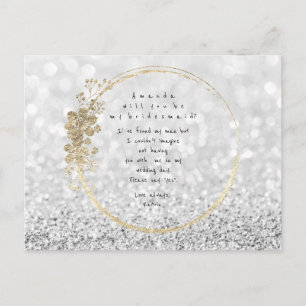 Invitation Carte Postale Serez-Vous Ma Femme D'Accueil Silver Grey Gold Par