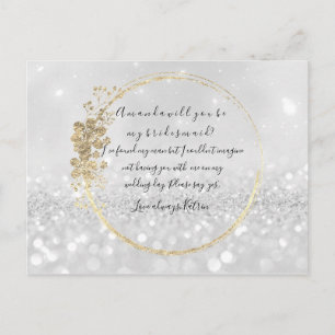 Invitation Carte Postale Serez-Vous Ma Femme D'Accueil Silver Grey Gold Par