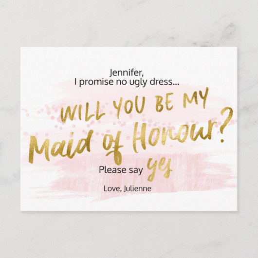 Invitation Carte Postale Serez-vous ma femme de ménage d'honneur de l'aquar (Devant)