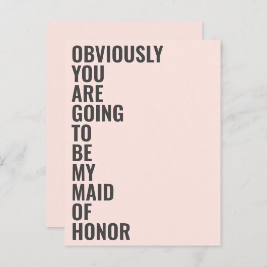 Invitation Carte Postale Serez-Vous Ma Fille D'Honneur Qui Va Évidemment Êt (Devant / Derrière)