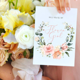 Invitation Carte Postale Serez-Vous Ma Fille Fleur Pink Script Floral