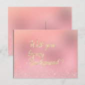 Invitation Carte Postale Serez-Vous Ma Rose D'Accueil Pink Gold Spark (Devant / Derrière)