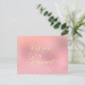 Invitation Carte Postale Serez-Vous Ma Rose D'Accueil Pink Gold Spark (Debout devant)