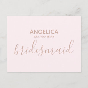 Invitation Carte Postale Serez-vous ma servante d'accueil simple en or rose