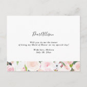 Invitation Carte Postale Serez-vous ma servante d'honneur à la floraison ro (Dos)