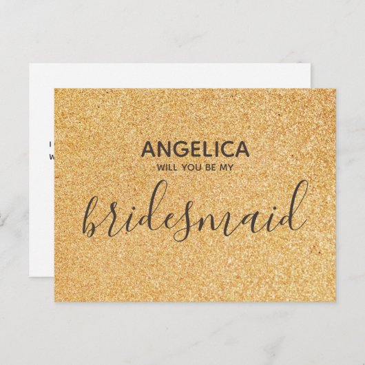 Invitation Carte Postale Serez-vous ma servante d'honneur parties scintilla (Devant / Derrière)
