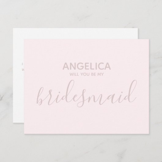 Invitation Carte Postale Serez-vous ma serveuse d'accueil simple rose paste (Devant / Derrière)