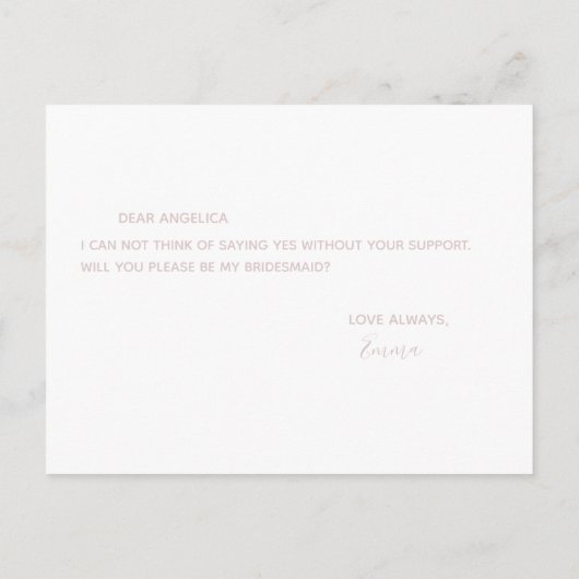 Invitation Carte Postale Serez-vous ma serveuse d'accueil simple rose paste (Dos)