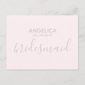 Invitation Carte Postale Serez-vous ma serveuse d'accueil simple rose paste (Devant)