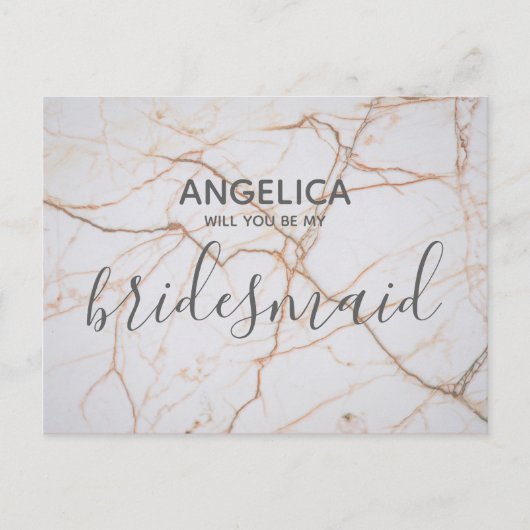 Invitation Carte Postale Serez-vous mon Marbre blanc de servante (Devant)