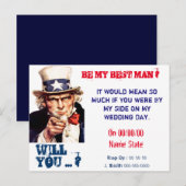 Invitation Carte Postale serez-vous mon meilleur homme, groom (Devant / Derrière)