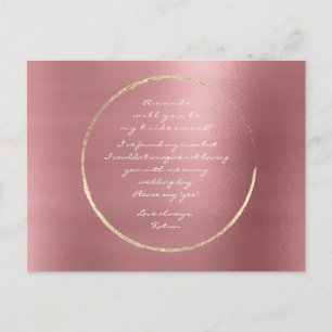 Invitation Carte Postale Serez-Vous Mon Rose D'Accueil  Gold Cercle Rouge B