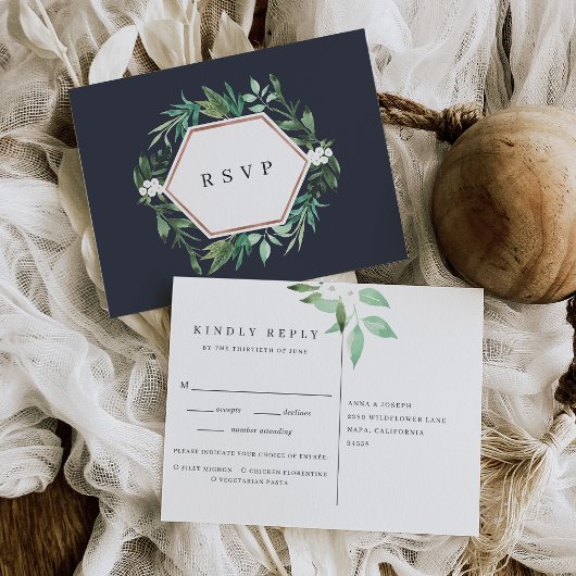 Invitation Carte Postale Serre | Aquarelle Botanique Choix de repas RSVP