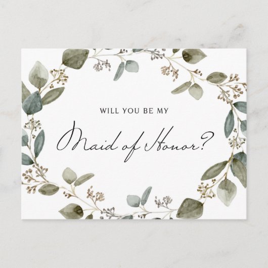 Invitation Carte Postale Serre ma servante d'honneur de la couronne d'Eucal (Devant)