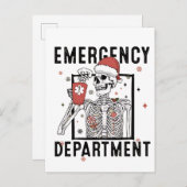 Invitation Carte Postale Service d'urgence Squelette Infirmière Amoureuse d (Devant / Derrière)