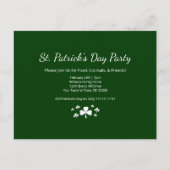 Invitation Carte Postale Shamrocks St. Patrick's Day Party Lucky Green (Devant)