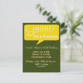 Invitation Carte Postale Shh Surprise Party - Vert & Or (Debout devant)