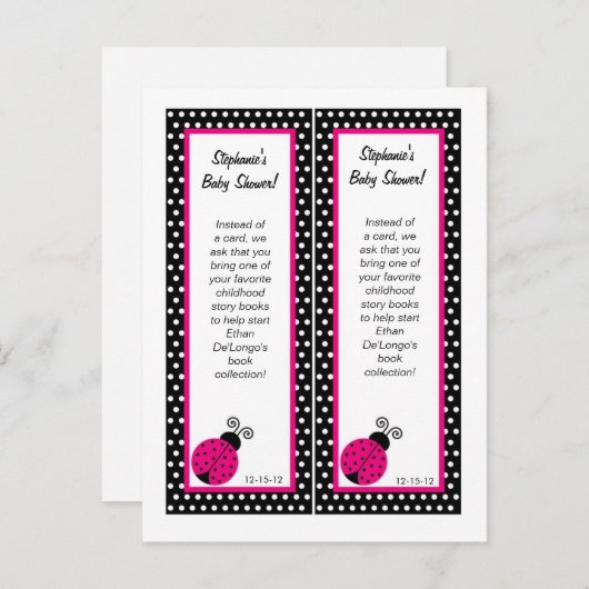 Invitation Carte Postale Signet Black Spring Time Lady Bug (Devant / Derrière)