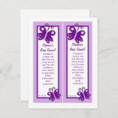 Invitation Carte Postale Signets Robe de Mariée Violet Papillon de Printemp (Devant / Derrière)