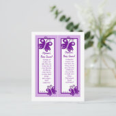 Invitation Carte Postale Signets Robe de Mariée Violet Papillon de Printemp (Debout devant)
