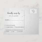 Invitation Carte Postale Silver Emerald Snowflakes Winter Wedding rsvp (Dos)