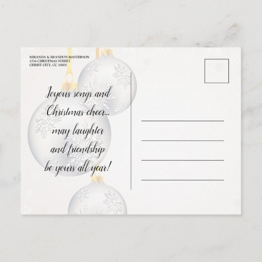 Invitation Carte Postale Silver Gold Baubles Noël Fête de Noël (Dos)