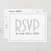 Invitation Carte Postale Silver Grey Classique Mariage simple RSVP (Devant / Derrière)