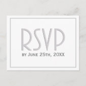 Invitation Carte Postale Silver Grey Classique Mariage simple RSVP (Devant)