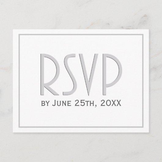 Invitation Carte Postale Silver Grey Classique Mariage simple RSVP (Devant)
