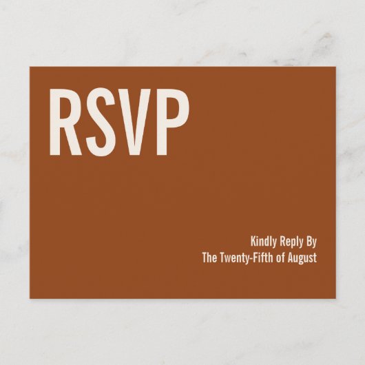 Invitation Carte Postale Simple Boho Terracotta Typographie Mariage RSVP (Devant)