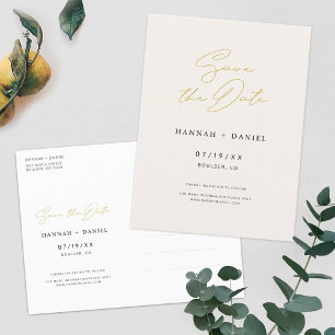 Invitation Carte Postale Simple Chic Script Wedding Enregistrer la date