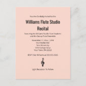 Invitation Carte Postale Simple Clé Treble Flute Pink Music Considérant (Devant)