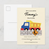 Invitation Carte Postale Simple Cute Truck Construction Age Anniversaire (Devant / Derrière)