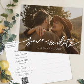 Invitation Carte Postale Simple design moderne blanc Script Enregistrer la 