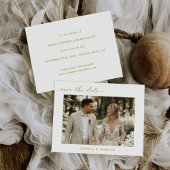 Invitation Carte Postale Simple Elegant Chic Photo Wedding Enregistrer la d